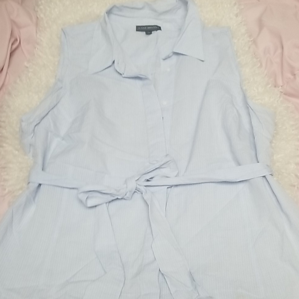 Linen blend collared sleeveless blouse
